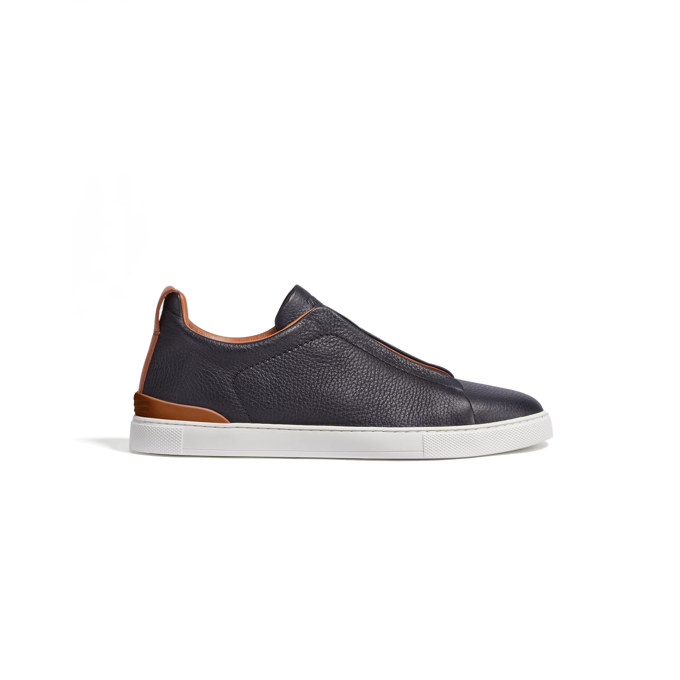 ZEGNA BLACK DEERSKIN AND LEATHER TRIPLE STITCH™ SNEAKERS LHCVO